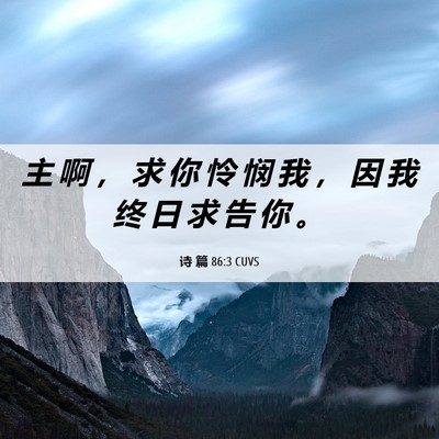 Picture 06 - 诗 篇 86:3 CUVS - 主 啊 ， 求 你 怜 悯 我 ， 因 我 终 - Bible Verse Picture