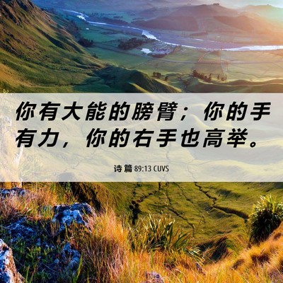 Picture 06 - 诗 篇 89:13 CUVS - 你 有 大 能 的 膀 臂 ； 你 的 手 有 - Bible Verse Picture