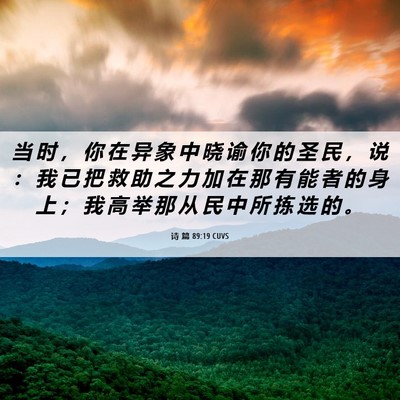 Picture 06 - 诗 篇 89:19 CUVS - 当 时 ， 你 在 异 象 中 晓 谕 你 的 - Bible Verse Picture
