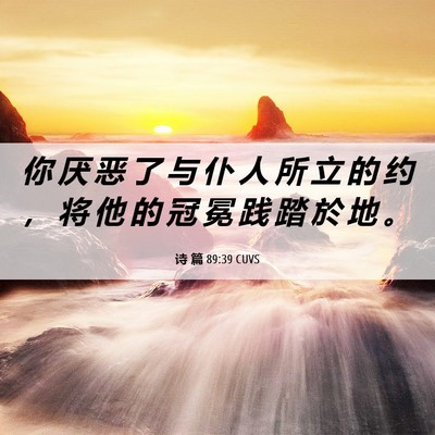 Picture 06 - 诗 篇 89:39 CUVS - 你 厌 恶 了 与 仆 人 所 立 的 约 ， - Bible Verse Picture
