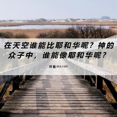 Picture 06 - 诗 篇 89:6 CUVS - 在 天 空 谁 能 比 耶 和 华 呢 ？ 神 - Bible Verse Picture