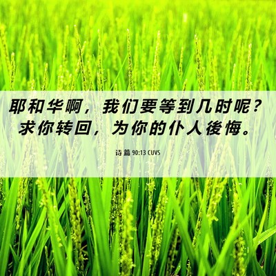 Picture 06 - 诗 篇 90:13 CUVS - 耶 和 华 啊 ， 我 们 要 等 到 几 时 - Bible Verse Picture