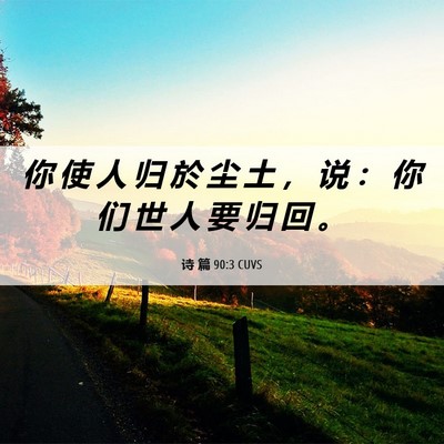 Picture 06 - 诗 篇 90:3 CUVS - 你 使 人 归 於 尘 土 ， 说 ： 你 们 - Bible Verse Picture