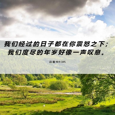 Picture 06 - 诗 篇 90:9 CUVS - 我 们 经 过 的 日 子 都 在 你 震 怒 - Bible Verse Picture