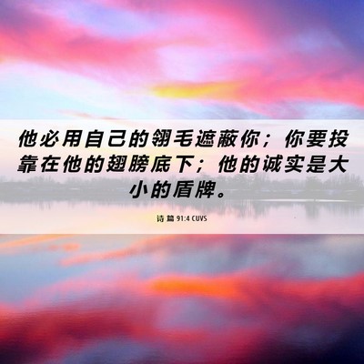 Picture 06 - 诗 篇 91:4 CUVS - 他 必 用 自 己 的 翎 毛 遮 蔽 你 ； - Bible Verse Picture
