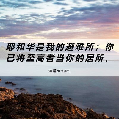 Picture 06 - 诗 篇 91:9 CUVS - 耶 和 华 是 我 的 避 难 所 ； 你 已 - Bible Verse Picture