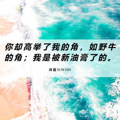 Picture 06 - 诗 篇 92:10 CUVS - 你 却 高 举 了 我 的 角 ， 如 野 牛 - Bible Verse Picture