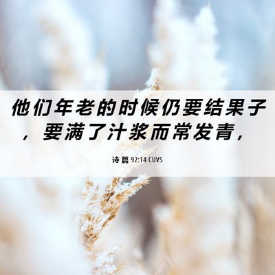 Picture 06 - 诗 篇 92:14 CUVS - 他 们 年 老 的 时 候 仍 要 结 果 子 - Bible Verse Picture