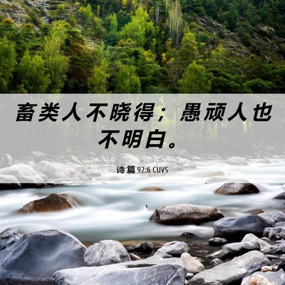 Picture 06 - 诗 篇 92:6 CUVS - 畜 类 人 不 晓 得 ； 愚 顽 人 也 不 - Bible Verse Picture