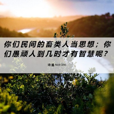 Picture 06 - 诗 篇 94:8 CUVS - 你 们 民 间 的 畜 类 人 当 思 想 ； - Bible Verse Picture