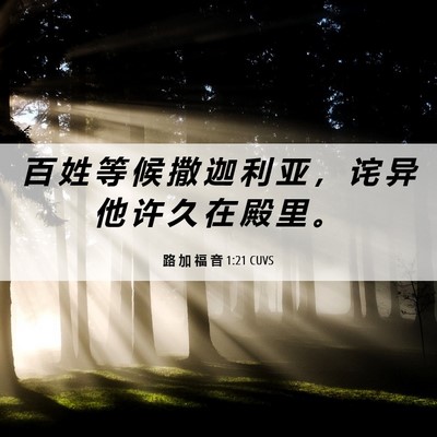 Picture 06 - 路 加 福 音 1:21 CUVS - 百 姓 等 候 撒 迦 利 亚 ， 诧 异 他 - Bible Verse Picture