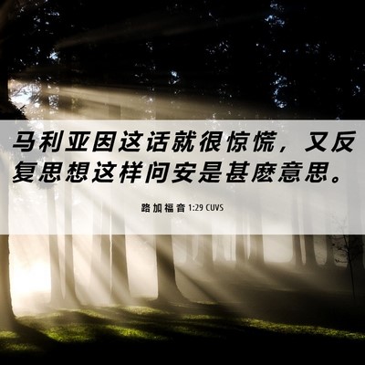 Picture 06 - 路 加 福 音 1:29 CUVS - 马 利 亚 因 这 话 就 很 惊 慌 ， 又 - Bible Verse Picture