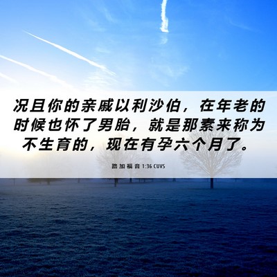 Picture 06 - 路 加 福 音 1:36 CUVS - 况 且 你 的 亲 戚 以 利 沙 伯 ， 在 - Bible Verse Picture