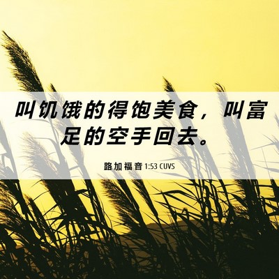 Picture 06 - 路 加 福 音 1:53 CUVS - 叫 饥 饿 的 得 饱 美 食 ， 叫 富 足 - Bible Verse Picture
