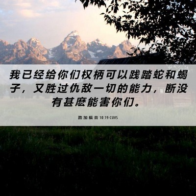 Picture 06 - 路 加 福 音 10:19 CUVS - 我 已 经 给 你 们 权 柄 可 以 践 踏 - Bible Verse Picture