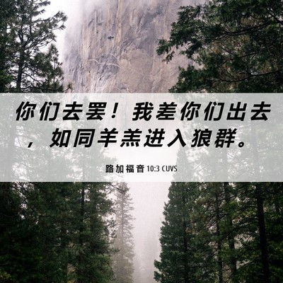 Picture 06 - 路 加 福 音 10:3 CUVS - 你 们 去 罢 ！ 我 差 你 们 出 去 ， - Bible Verse Picture