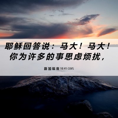 Picture 06 - 路 加 福 音 10:41 CUVS - 耶 稣 回 答 说 ： 马 大 ！ 马 大 ！ - Bible Verse Picture