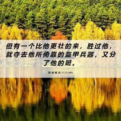 Picture 06 - 路 加 福 音 11:22 CUVS - 但 有 一 个 比 他 更 壮 的 来 ， 胜 - Bible Verse Picture