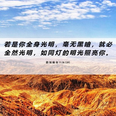 Picture 06 - 路 加 福 音 11:36 CUVS - 若 是 你 全 身 光 明 ， 毫 无 黑 暗 - Bible Verse Picture