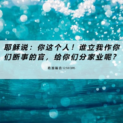 Picture 06 - 路 加 福 音 12:14 CUVS - 耶 稣 说 ： 你 这 个 人 ！ 谁 立 我 - Bible Verse Picture