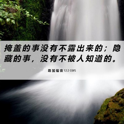 Picture 06 - 路 加 福 音 12:2 CUVS - 掩 盖 的 事 没 有 不 露 出 来 的 ； - Bible Verse Picture