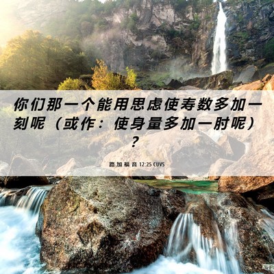 Picture 06 - 路 加 福 音 12:25 CUVS - 你 们 那 一 个 能 用 思 虑 使 寿 数 - Bible Verse Picture