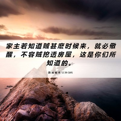 Picture 06 - 路 加 福 音 12:39 CUVS - 家 主 若 知 道 贼 甚 麽 时 候 来 ， - Bible Verse Picture