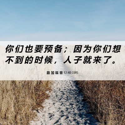 Picture 06 - 路 加 福 音 12:40 CUVS - 你 们 也 要 预 备 ； 因 为 你 们 想 - Bible Verse Picture