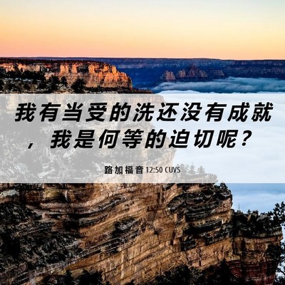 Picture 06 - 路 加 福 音 12:50 CUVS - 我 有 当 受 的 洗 还 没 有 成 就 ， - Bible Verse Picture
