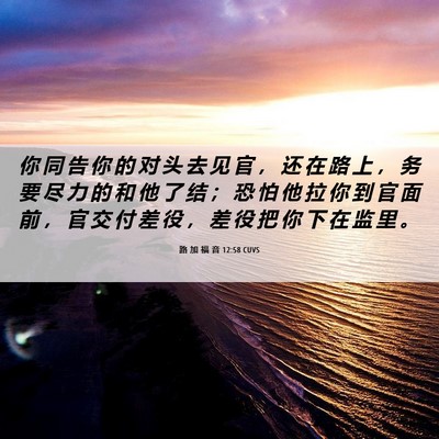 Picture 06 - 路 加 福 音 12:58 CUVS - 你 同 告 你 的 对 头 去 见 官 ， 还 - Bible Verse Picture