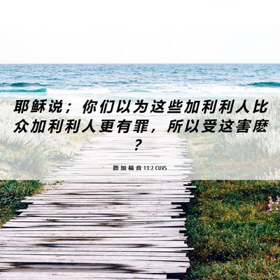 Picture 06 - 路 加 福 音 13:2 CUVS - 耶 稣 说 ； 你 们 以 为 这 些 加 利 - Bible Verse Picture
