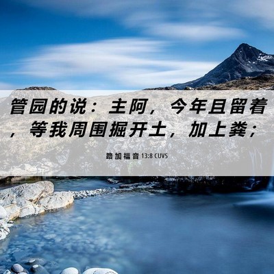 Picture 06 - 路 加 福 音 13:8 CUVS - 管 园 的 说 ： 主 阿 ， 今 年 且 留 - Bible Verse Picture