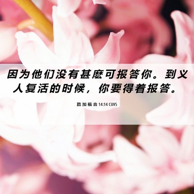 Picture 06 - 路 加 福 音 14:14 CUVS - 因 为 他 们 没 有 甚 麽 可 报 答 你 - Bible Verse Picture