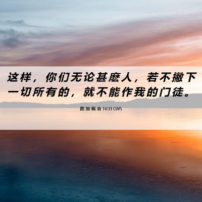 Picture 06 - 路 加 福 音 14:33 CUVS - 这 样 ， 你 们 无 论 甚 麽 人 ， 若 - Bible Verse Picture