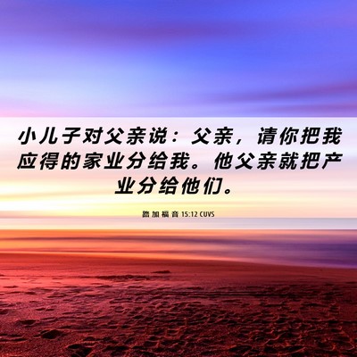 Picture 06 - 路 加 福 音 15:12 CUVS - 小 儿 子 对 父 亲 说 ： 父 亲 ， 请 - Bible Verse Picture