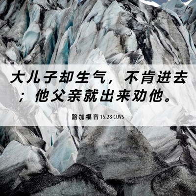 Picture 06 - 路 加 福 音 15:28 CUVS - 大 儿 子 却 生 气 ， 不 肯 进 去 ； - Bible Verse Picture