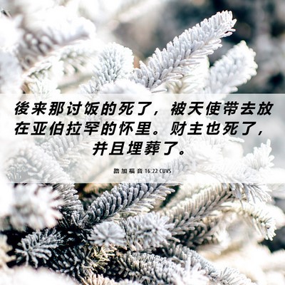 Picture 06 - 路 加 福 音 16:22 CUVS - 後 来 那 讨 饭 的 死 了 ， 被 天 使 - Bible Verse Picture