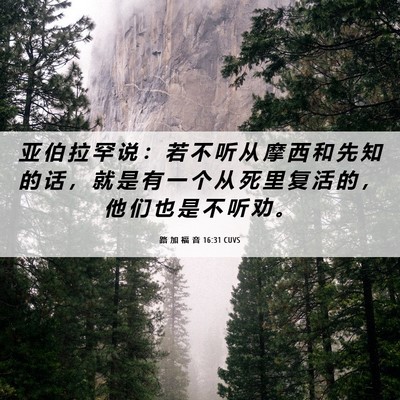 Picture 06 - 路 加 福 音 16:31 CUVS - 亚 伯 拉 罕 说 ： 若 不 听 从 摩 西 - Bible Verse Picture