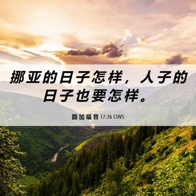 Picture 06 - 路 加 福 音 17:26 CUVS - 挪 亚 的 日 子 怎 样 ， 人 子 的 日 - Bible Verse Picture