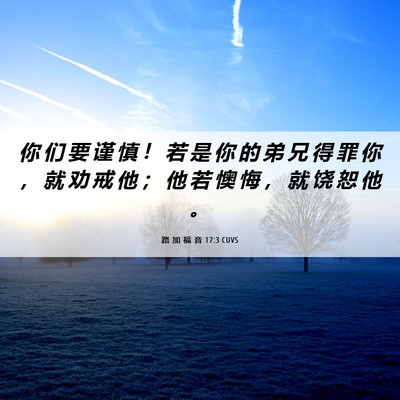 Picture 06 - 路 加 福 音 17:3 CUVS - 你 们 要 谨 慎 ！ 若 是 你 的 弟 兄 - Bible Verse Picture