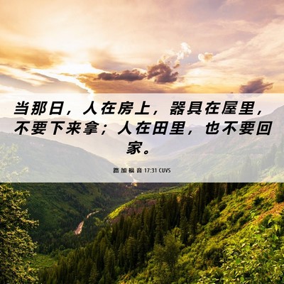 Picture 06 - 路 加 福 音 17:31 CUVS - 当 那 日 ， 人 在 房 上 ， 器 具 在 - Bible Verse Picture