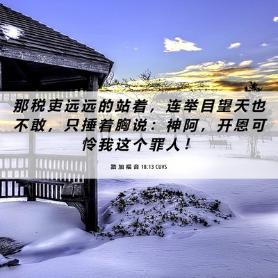 Picture 06 - 路 加 福 音 18:13 CUVS - 那 税 吏 远 远 的 站 着 ， 连 举 目 - Bible Verse Picture