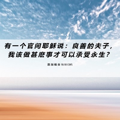 Picture 06 - 路 加 福 音 18:18 CUVS - 有 一 个 官 问 耶 稣 说 ： 良 善 的 - Bible Verse Picture