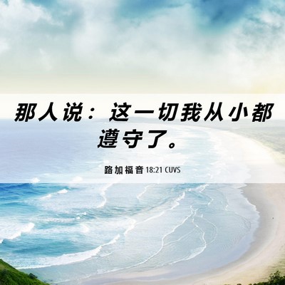 Picture 06 - 路 加 福 音 18:21 CUVS - 那 人 说 ： 这 一 切 我 从 小 都 遵 - Bible Verse Picture