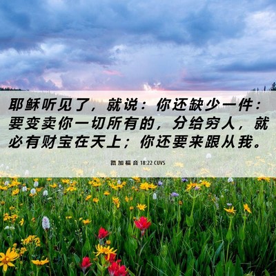 Picture 06 - 路 加 福 音 18:22 CUVS - 耶 稣 听 见 了 ， 就 说 ： 你 还 缺 - Bible Verse Picture