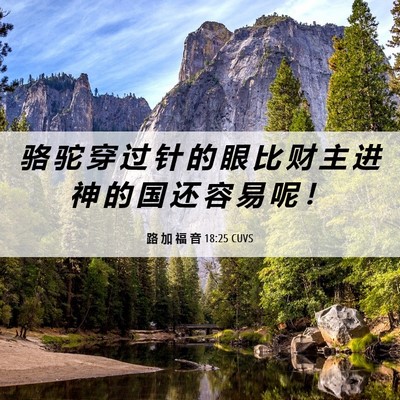 Picture 06 - 路 加 福 音 18:25 CUVS - 骆 驼 穿 过 针 的 眼 比 财 主 进 神 - Bible Verse Picture