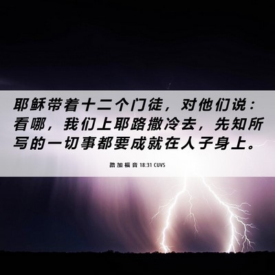 Picture 06 - 路 加 福 音 18:31 CUVS - 耶 稣 带 着 十 二 个 门 徒 ， 对 他 - Bible Verse Picture