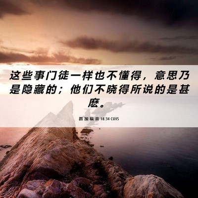 Picture 06 - 路 加 福 音 18:34 CUVS - 这 些 事 门 徒 一 样 也 不 懂 得 ， - Bible Verse Picture