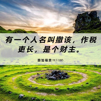 Picture 06 - 路 加 福 音 19:2 CUVS - 有 一 个 人 名 叫 撒 该 ， 作 税 吏 - Bible Verse Picture