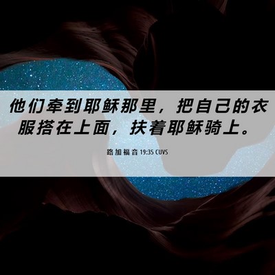 Picture 06 - 路 加 福 音 19:35 CUVS - 他 们 牵 到 耶 稣 那 里 ， 把 自 己 - Bible Verse Picture